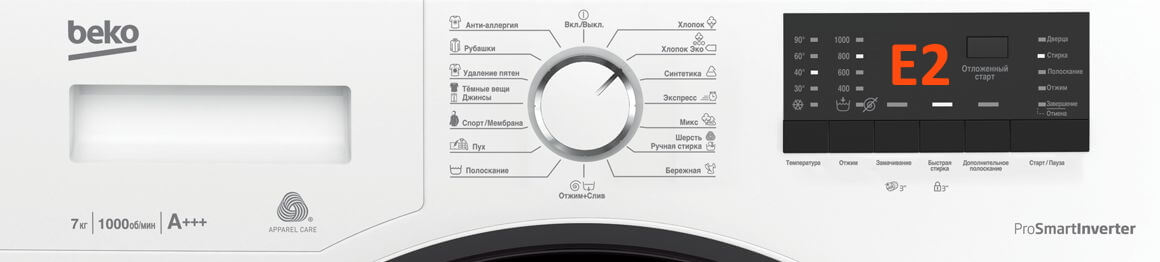 Ошибка E2 в стиральной машине Beko